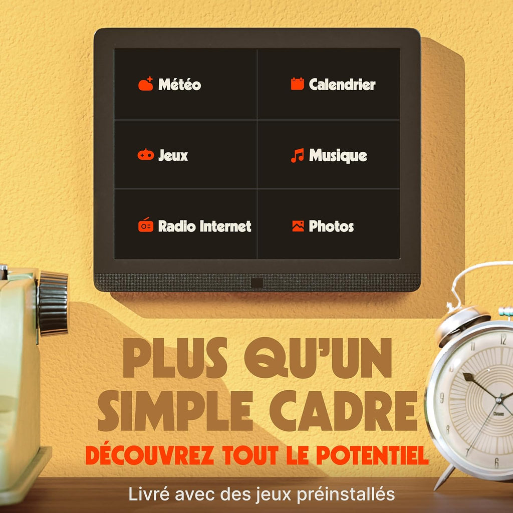 Cadre Photo numérique WiFi 10 Pouces Pix Star - Stockage Gratuit et illimité sur Le Cloud Detecteur de Mouvement - Cadres Photo numérique