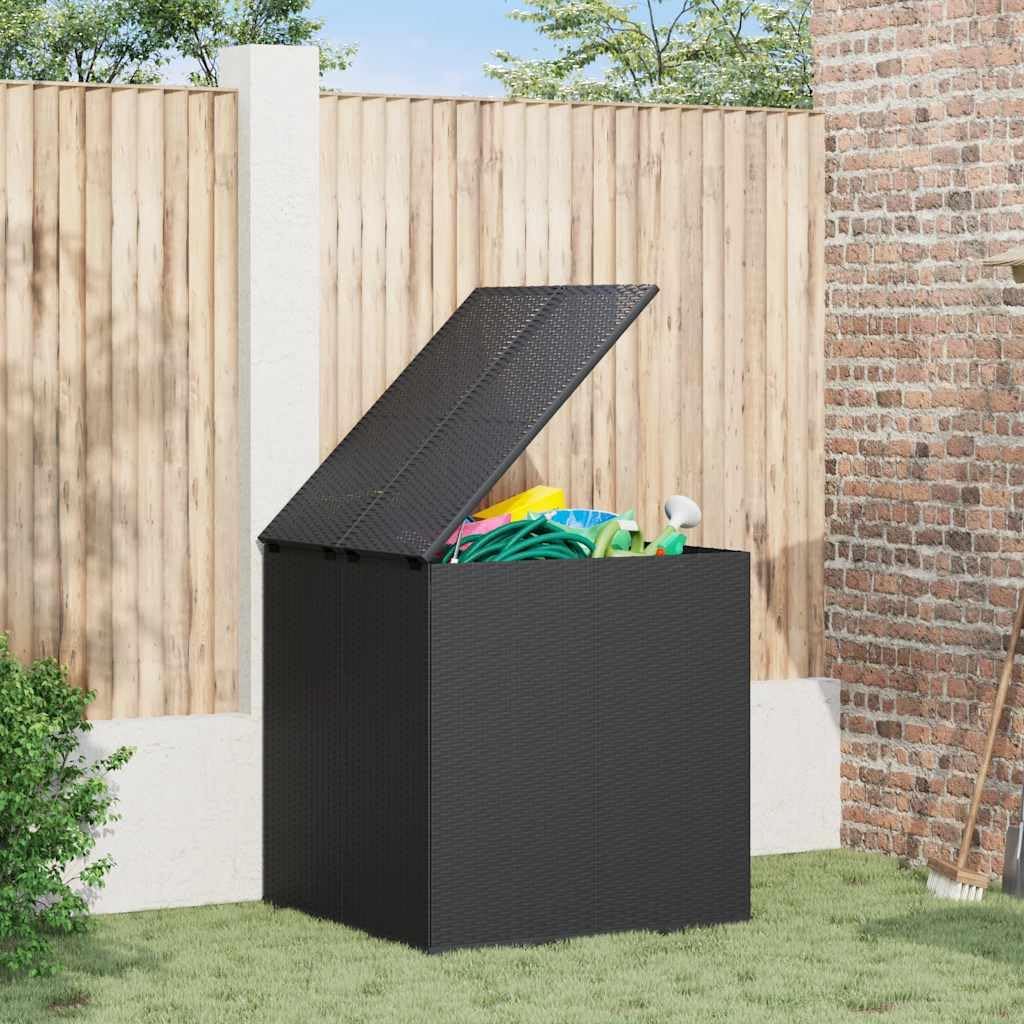 vidaXL Boîte à Coussins de Jardin Coffre de Rangement Conteneur à Oreillers d'Extérieur Patio Terrasse Résine Tressée 100x97,5x104 cm Noir