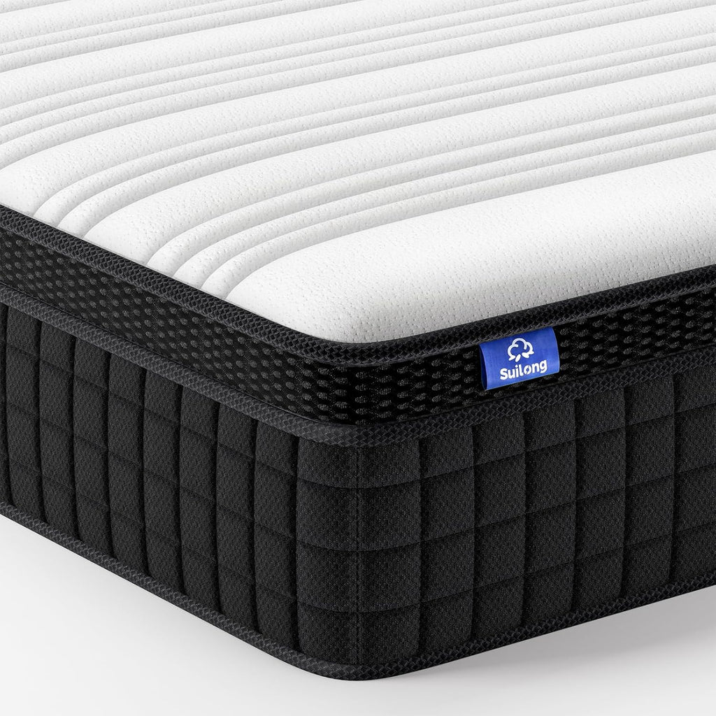SuiLong Matelas Hybrid 160x200, 25cm Épaisseur, Ressorts Ensachés Mousse à Mémoire de Forme, Confort Mi-Ferme, Multicouches Extra Confort 7 Zones, Oeko-tex