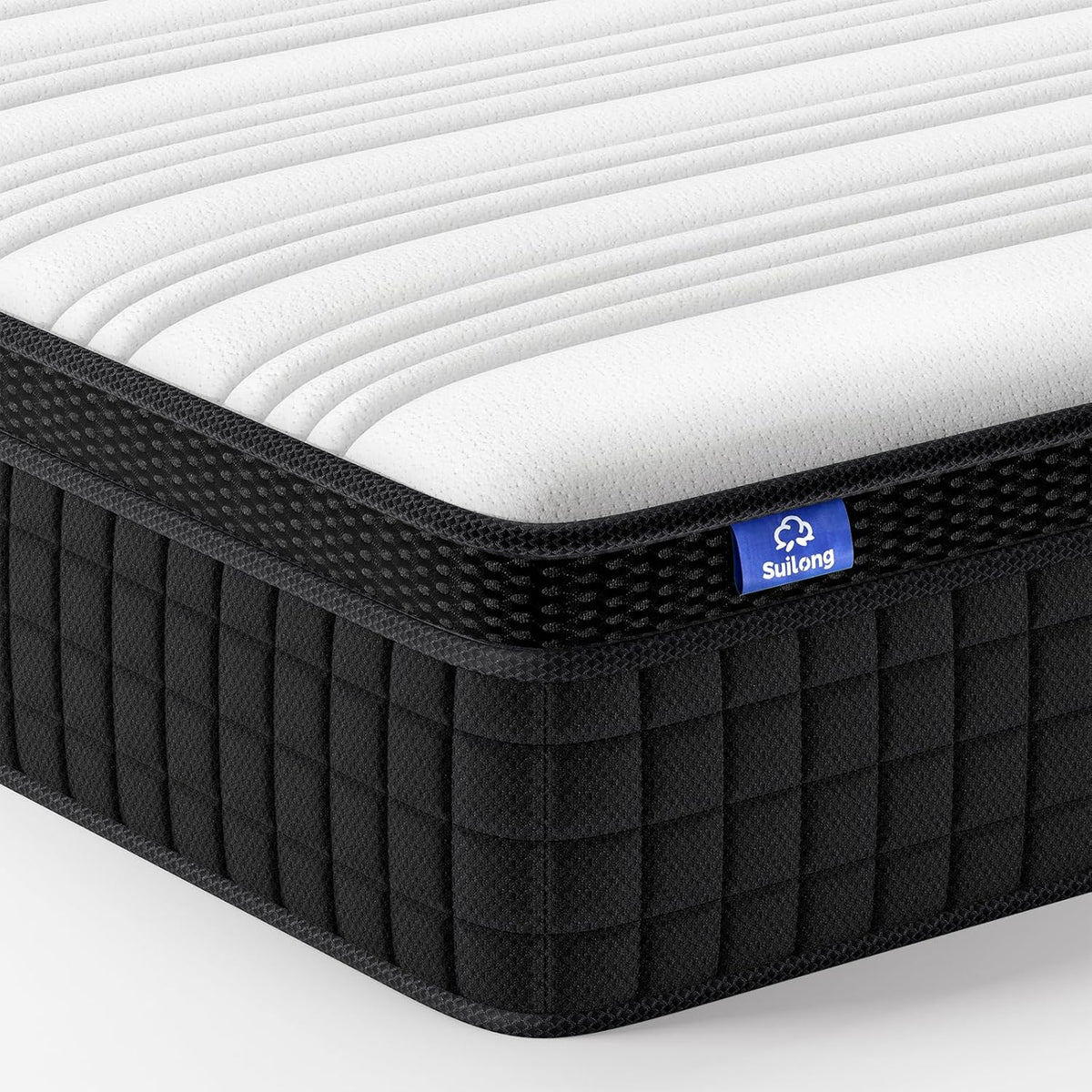 SuiLong Matelas Hybrid 160x200, 25cm Épaisseur, Ressorts Ensachés Mousse à Mémoire de Forme, Confort Mi-Ferme, Multicouches Extra Confort 7 Zones, Oeko-tex