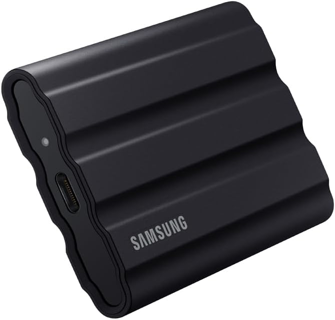 SSD Externe T7 Shield, 2 To, Noir, MU-PE2T0S/EU, vitesse de lecture/écriture jusqu'à 1050Mo/s, USB 3.2 Gen 2