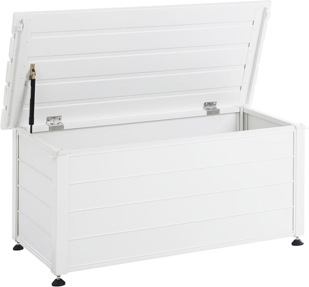 Beliani Coffre d'Extérieur de Rangement en Aluminium 113 x 50 cm Meuble de Jardin Blanc Campalto