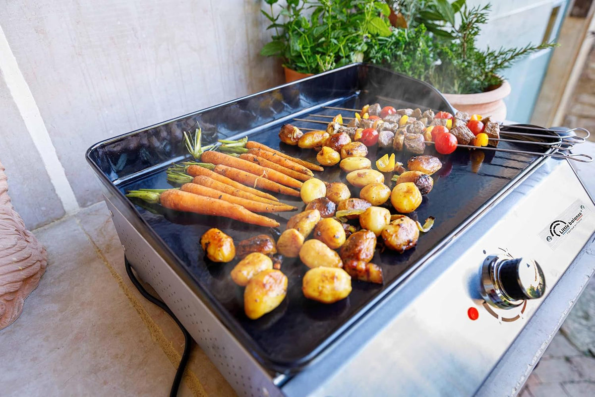 LITTLE BALANCE 8713 Biscarosse 50-35, Plancha électrique, Plaque de cuisson Fonte émaillée XL, 2150 W, Fabrication 100 française, Inox