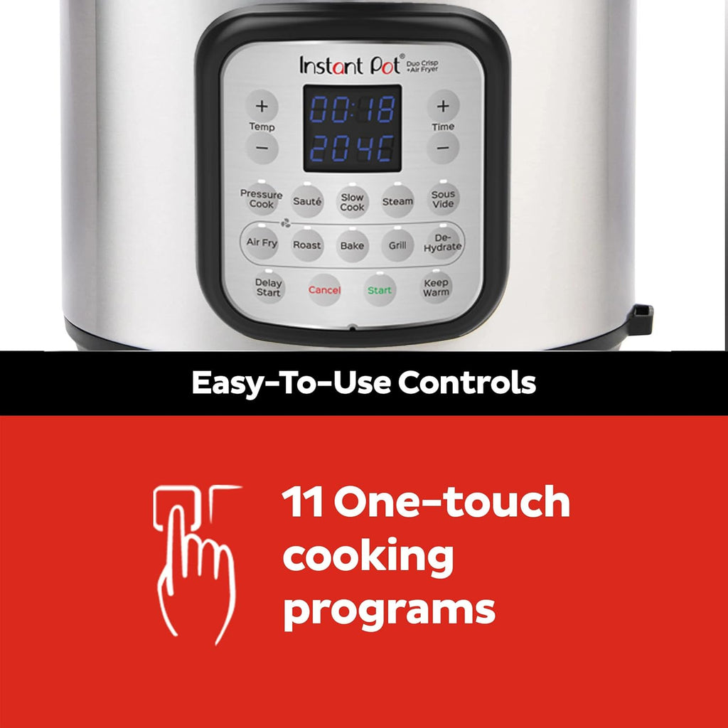 Instant Pot Multicuiseur 11 en 1 Duo Crisp + Air Fryer, 8 L : autocuiseur, friteuse à air, mijoteuse, cuiseur à vapeur, machine sous vide, déshydrateur avec gril, réchaud et fonctions de cuisson