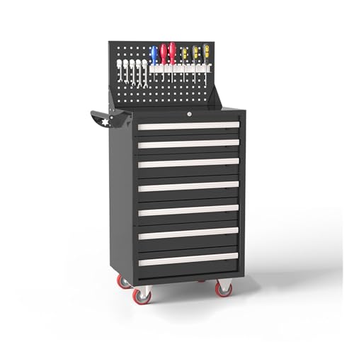 Coffret à outils Coffre à outils roulant 7 tiroirs, boîte multifonctionnelle avec roulettes, de rangement d'outils pour garage, entrepôt, at
