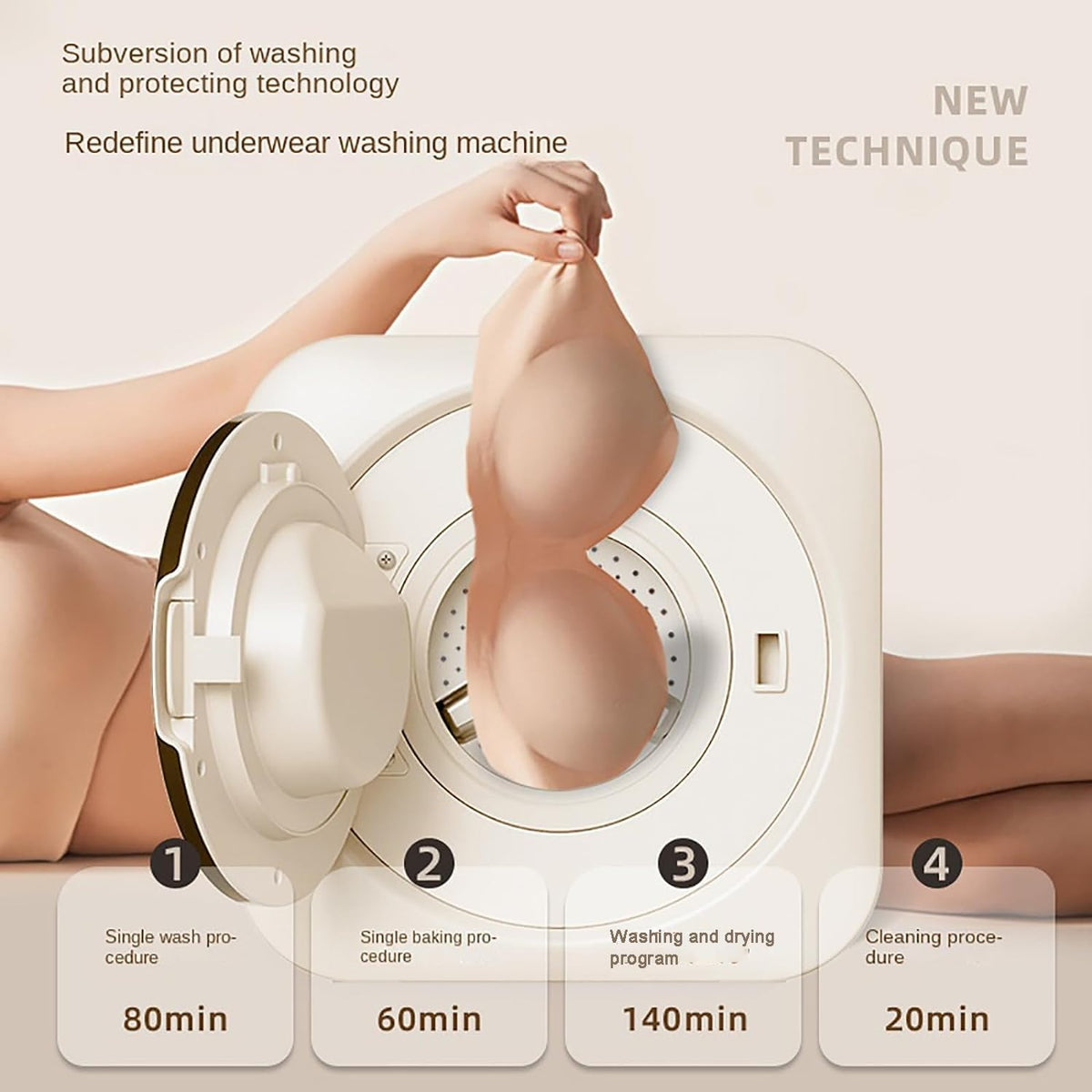 Mini Machine à Laver et séchage de 3,5 L, sèche-Linge entièrement Automatique de 170 W, avec Baril intérieur en Acier Inoxydable, à Faible Bruit, pour Appartement, Maison, dortoir