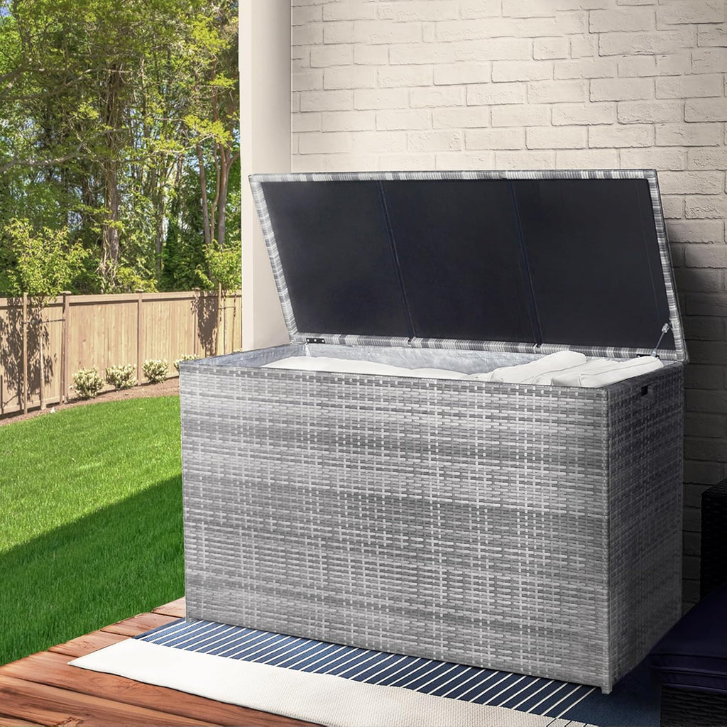 Teamson Home Coffre de Jardin Rangement extérieur avec Couvercle et Grande capacité 700L résistant aux intempéries Gris PT-OF0010G