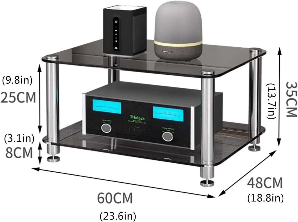 Meuble TV d'angle - Meuble de rangement pour équipement audio, petit meuble multimédia pour chaîne hi-fi et home cinéma, support multimédia pour appareils électroniques, meuble TV avec étagè