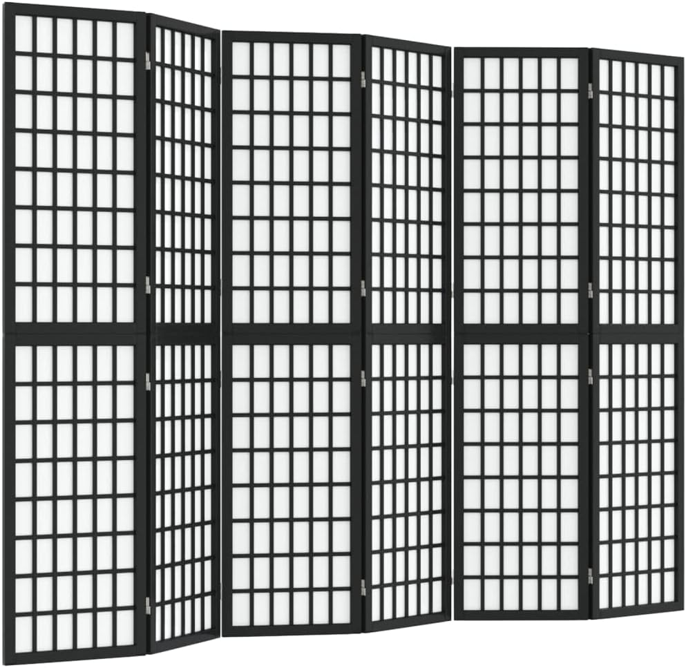 Ecran d'Intimité Paravent Séparateur de Pièces Cloison de Séparation pour Chambre à Coucher Maison Intérieur, 6 Panneaux 240x170 cm Noir