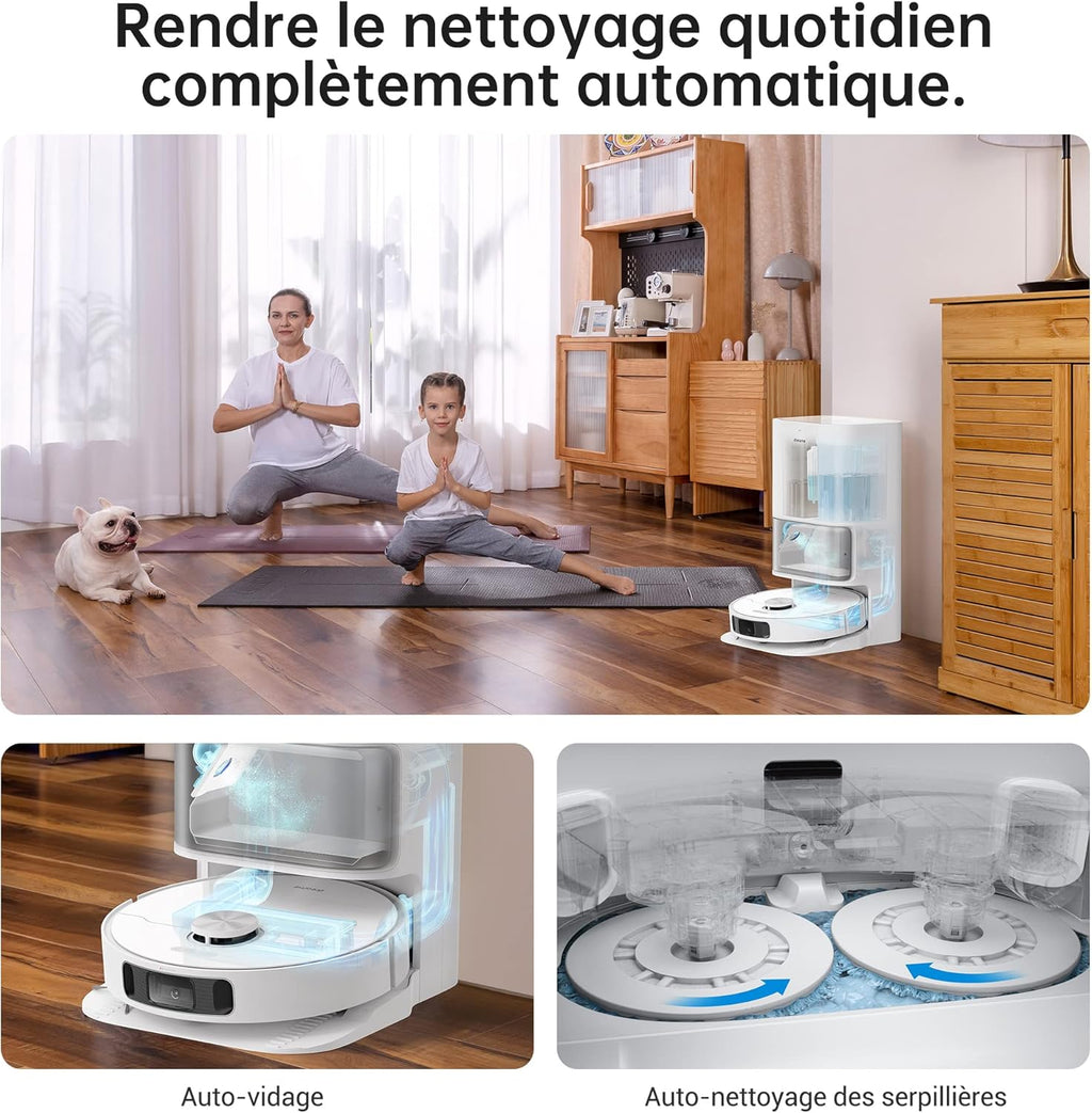 dreame L10s Ultra Robot Aspirateur Laveur avec Base Autonettoyante (Vidange Poussière, Nettoyage Automatique) AI Détection d'obstacles 3D, 5300Pa, Tapis Poils d'animaux, Batterie 210m, WiFi/APP/Alexa