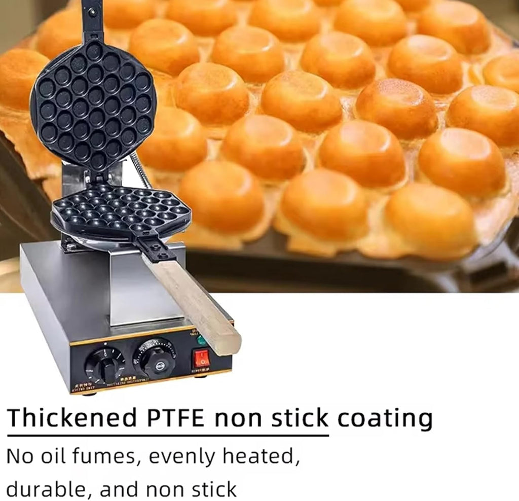 Machine à gaufres aux œufs commerciale, haute puissance de 1 400 W, chauffage par retournement à 180 °, contrôle de la température et de la minuterie, plaques antiadhésives pour gaufres croustillantes