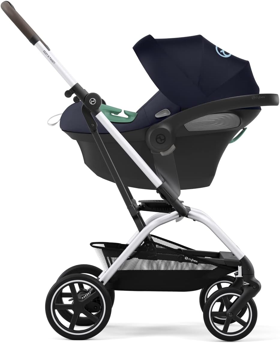 CYBEX Gold Coque Aton S2 i-Size, De la naissance à environ 24 mois, Max. 13 kg, Coussin Réducteur pour Nouveau-né inclus, Compatible SensorSafe, Ocean Blue