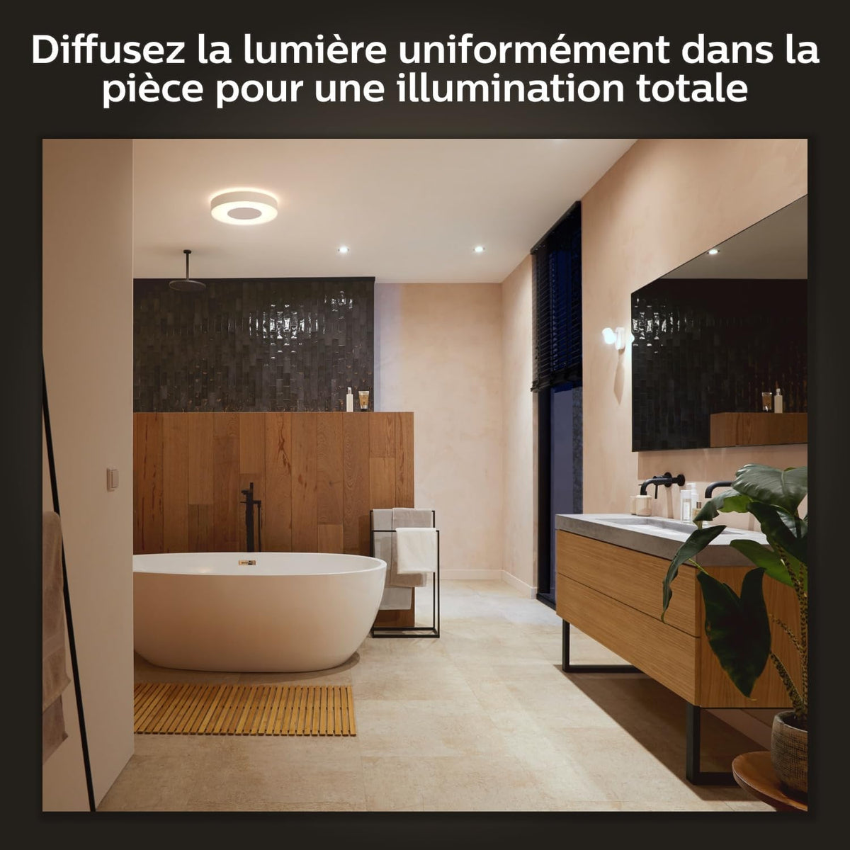 Hue White and Color Ambiance, Plafonnier Xamento Large, Blanc, compatible Bluetooth, fonctionne avec Alexa, Google Assistant et Homekit