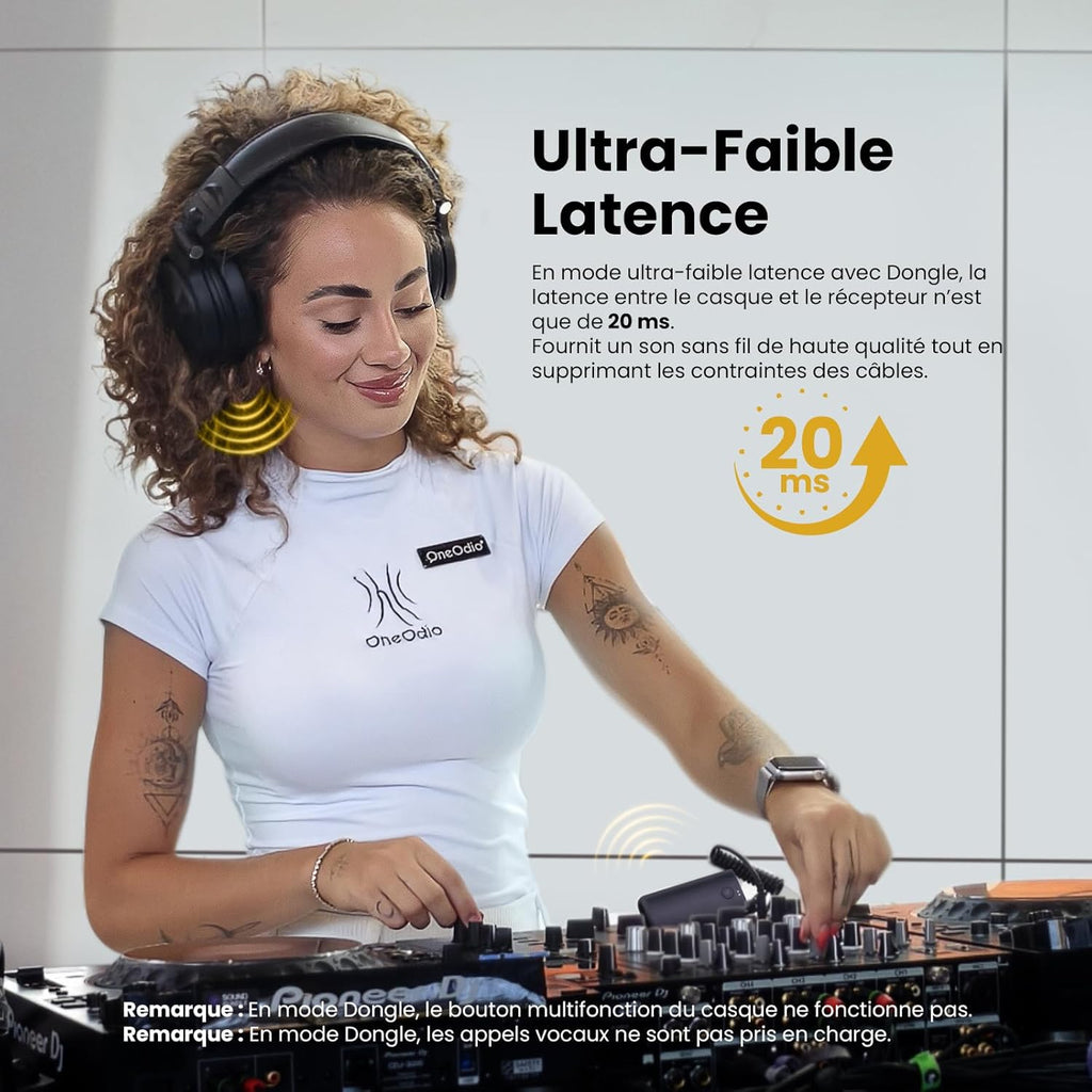 OneOdio Studio Max 1 Casque Bluetooth DJ sans fil,120 h d'autonomie,Hi-Res/LDAC Audio, faible latence de 20 ms,connexion Dongle/Bluetooth/6,35 mm/3,5 mm pour Enregistrement de Podcast, Guitare,Clavier
