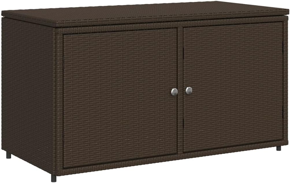 ZEYUAN Armoire de rangement de jardin en rotin PE marron 110 x 55 x 60,5 cm, armoire extérieure de jardin, meubles de jardin extérieur - 365568