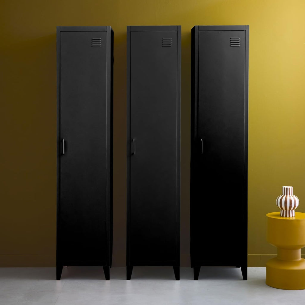 sweeek - Armoire Chambre Enfant en Acier Noir. 4 espaces de Rangement. casier. L 38 x P 38 x H 180 cm