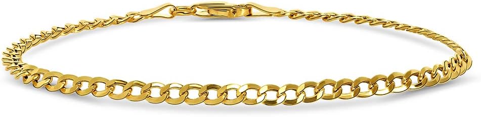 Miore Bracelet pour Femmes Chaîne Maille Gourmette en Or Jaune 9 Carat / 375 Or, Bijou longueur 19.5 cm