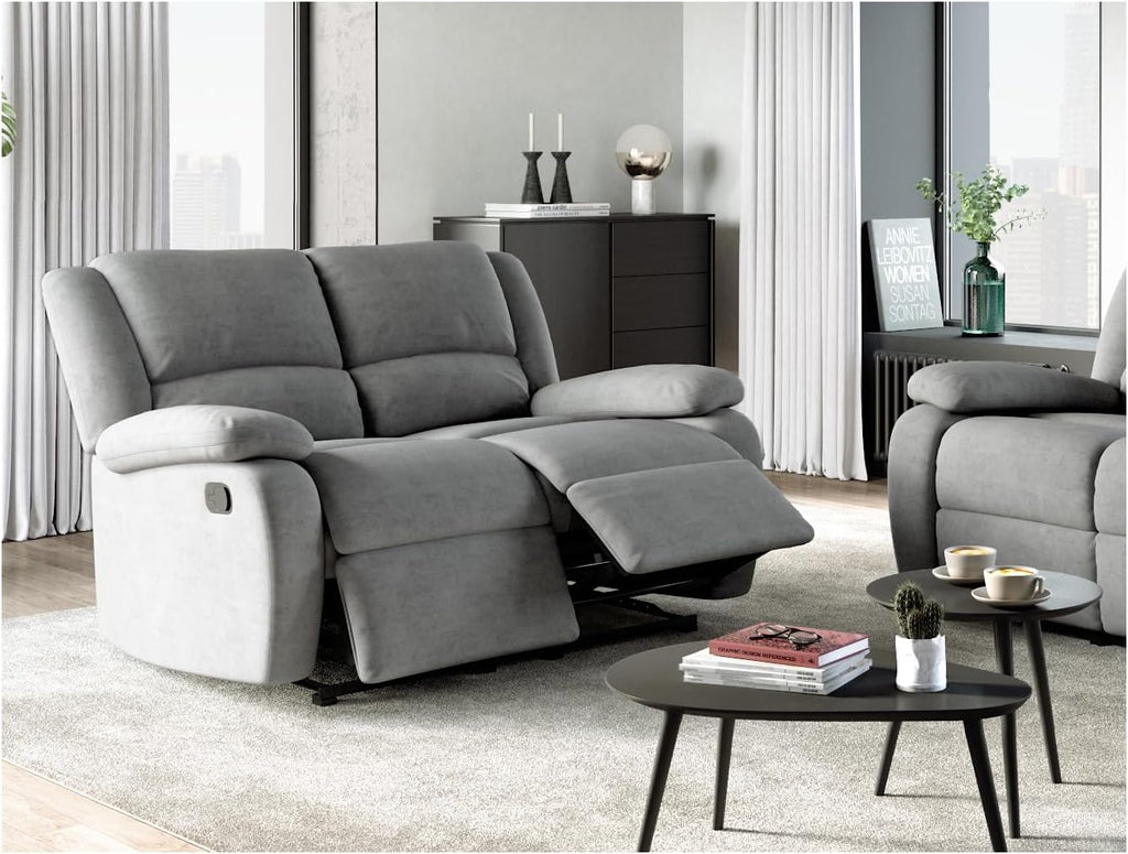 LOUNGITUDE - DETENTE - Canapé de Relaxation 2 Places en Microfibre - Gris