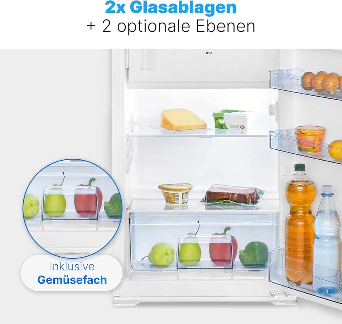 Bomann, Réfrigérateur et Congélateur Encastrable 118L Blanc KSE7810 - Réfrigérateur 104L, Congélateur 14L, Éclairage LED, Dégivrage Automatique, Contrôle Température, Idéal pour Petits Espaces