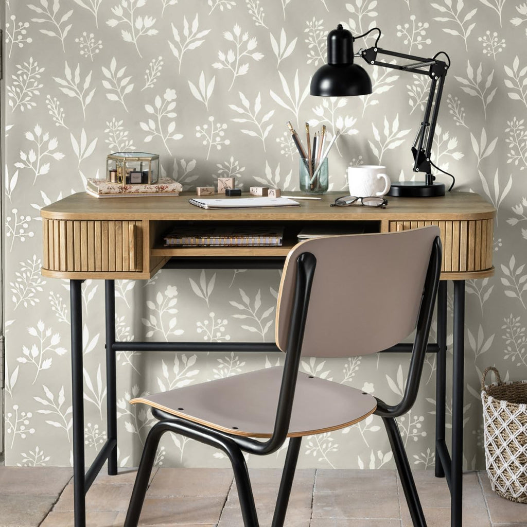 Atmosphera Créateur d'Intérieur - Bureau Colva 2 Portes Effet Chêne - Meuble de Rangement pour Chambre, Salon, Bureau - L105 x H75cm - Bois et Noir