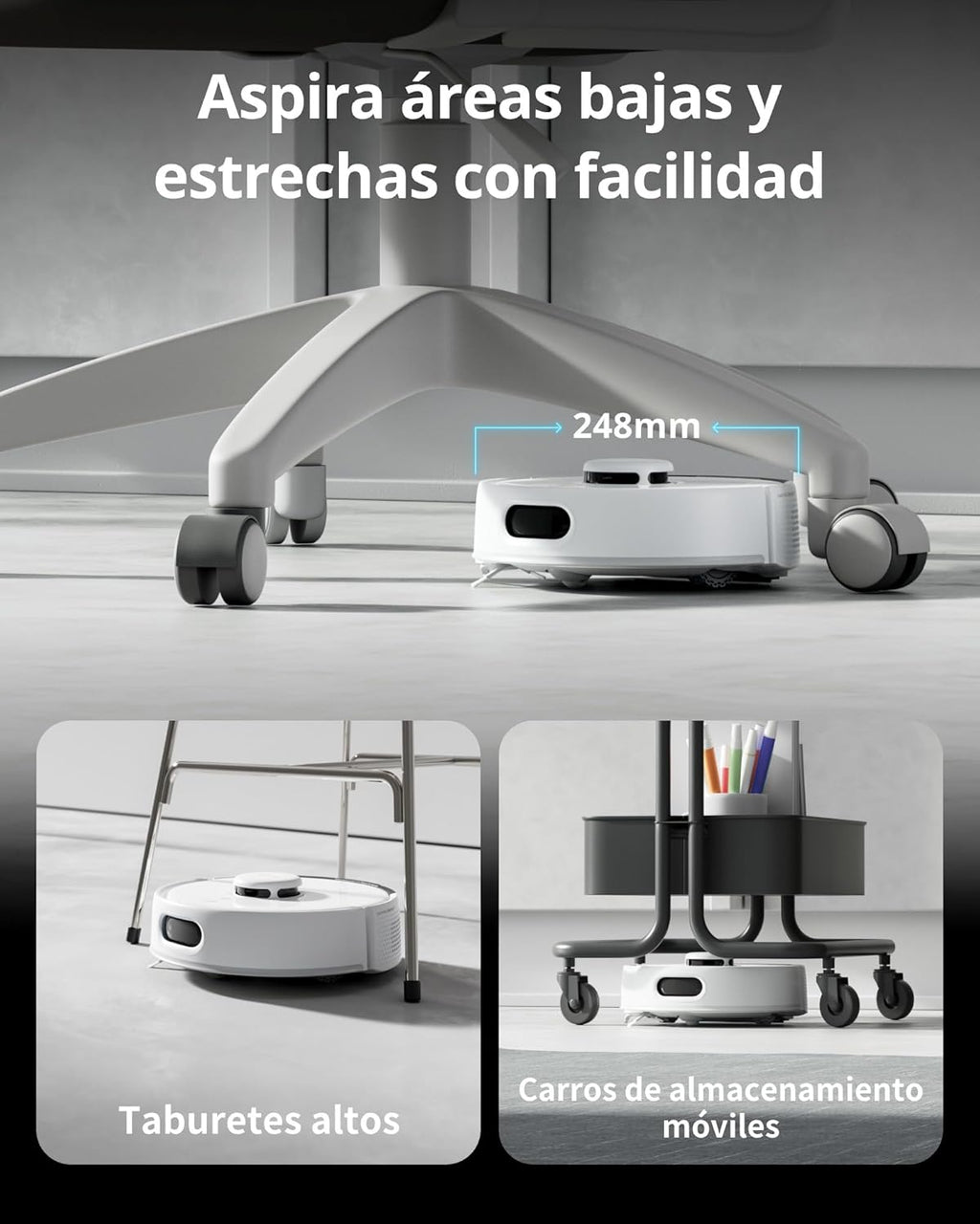 SwitchBot K10+ Pro Aspirateur Robot avec Vidange Automatique pour 90 Jours, Mini Aspirateur Robotisé Silencieux avec Une Puissance d'Aspiration Élevée, Compatible avec Alexa/Siri, WiFi 2,4 GHz