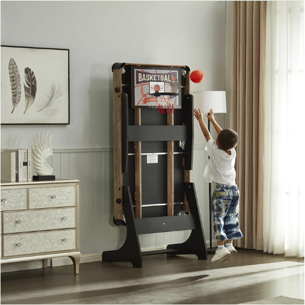 LINRIYOU Portable Table Multi-Jeux 4 en 1, Billard, Tennis De Table, Basketball, Meuble De Jeux Pliable avec Rangement Vertical, IdéAle pour Enfants Et Famille(Color:Green)