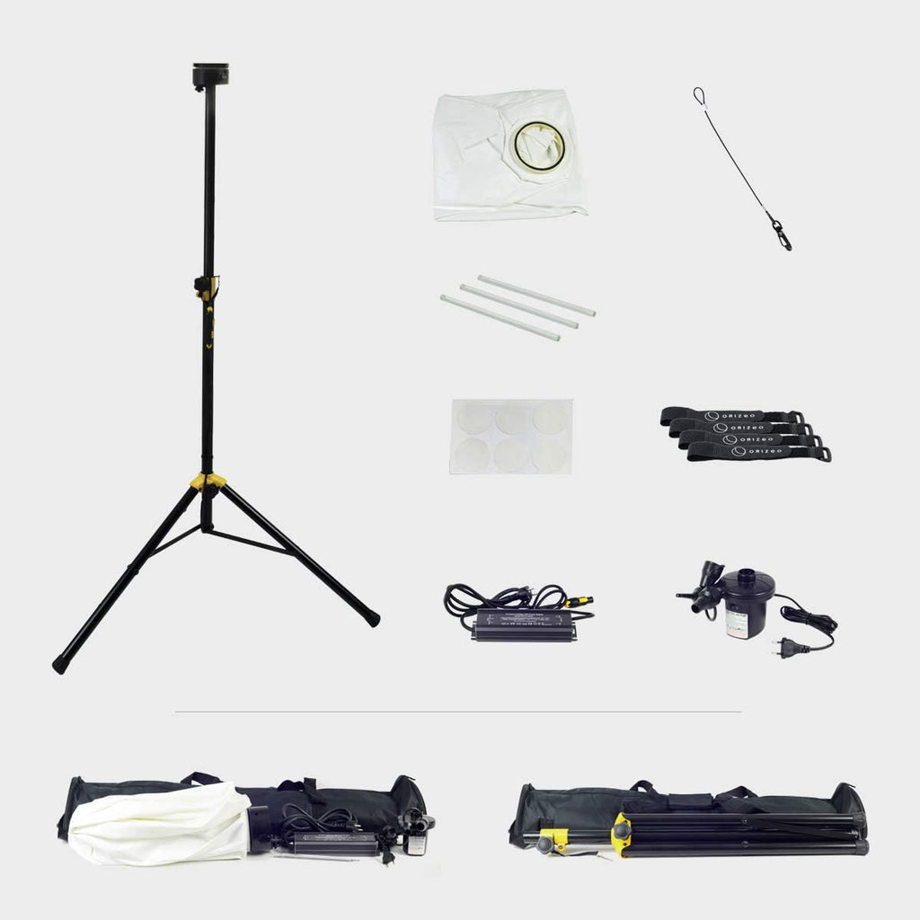ORIZEO Ballon éclairant uniforme LED 200w Lumineux Mobile gonflable pour Terrasse et Jardin Angle d'éclairage 360° Lampadaire extérieur LED Conçu et Fabriqué en France