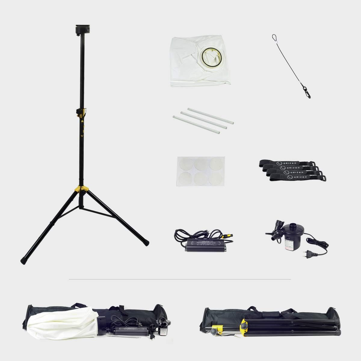 ORIZEO Ballon éclairant uniforme LED 200w Lumineux Mobile gonflable pour Terrasse et Jardin Angle d'éclairage 360° Lampadaire extérieur LED Conçu et Fabriqué en France
