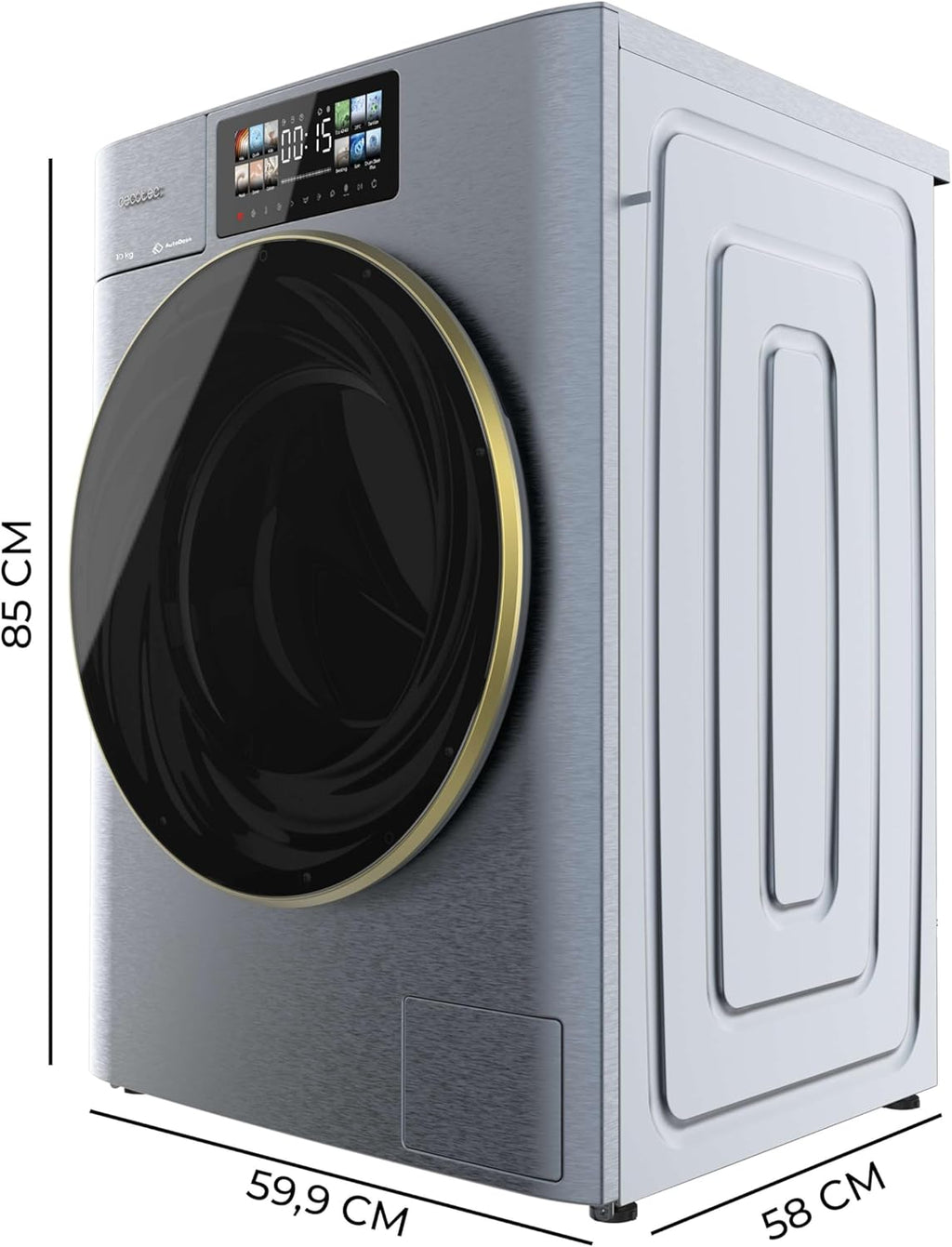 Cecotec Lave-linge 10Kg Chargement Frontal avec Autodose Bolero DressCode 10950 Autodose Inverter 3D Ice Blue A. 1400 tr/min, 13 Programmes, Basse Consommation, Moteur Inverter Plus