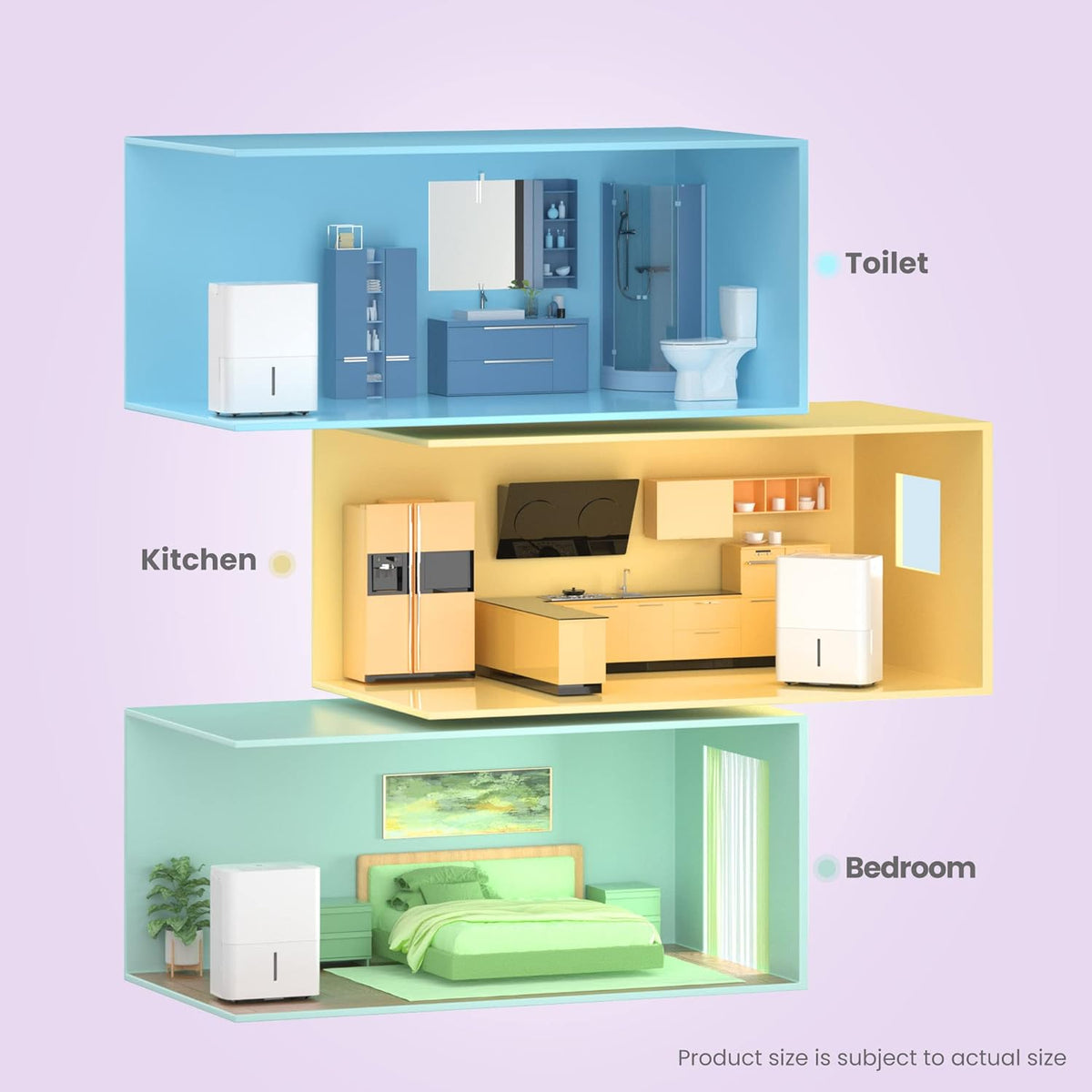 Déshumidificateur Compacte, Absorbe jusqu'à 10L-jour, Deshumidificateur d air avec Roulettes et Poignée, Minuterie 24H, Réservoir 2L, Pour pièce de 16-31㎡, MDDN-10DEN7