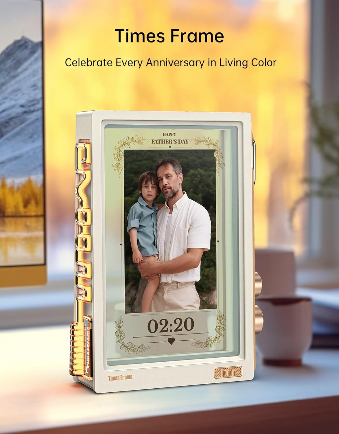 Divoom Times Frame – Cadre Photo numérique 10,1" Wi-FI 64 Go, écran IPS Flottant Bouton RVB, +400 Cadrans widgets communauté Pixel Art (Blanc)