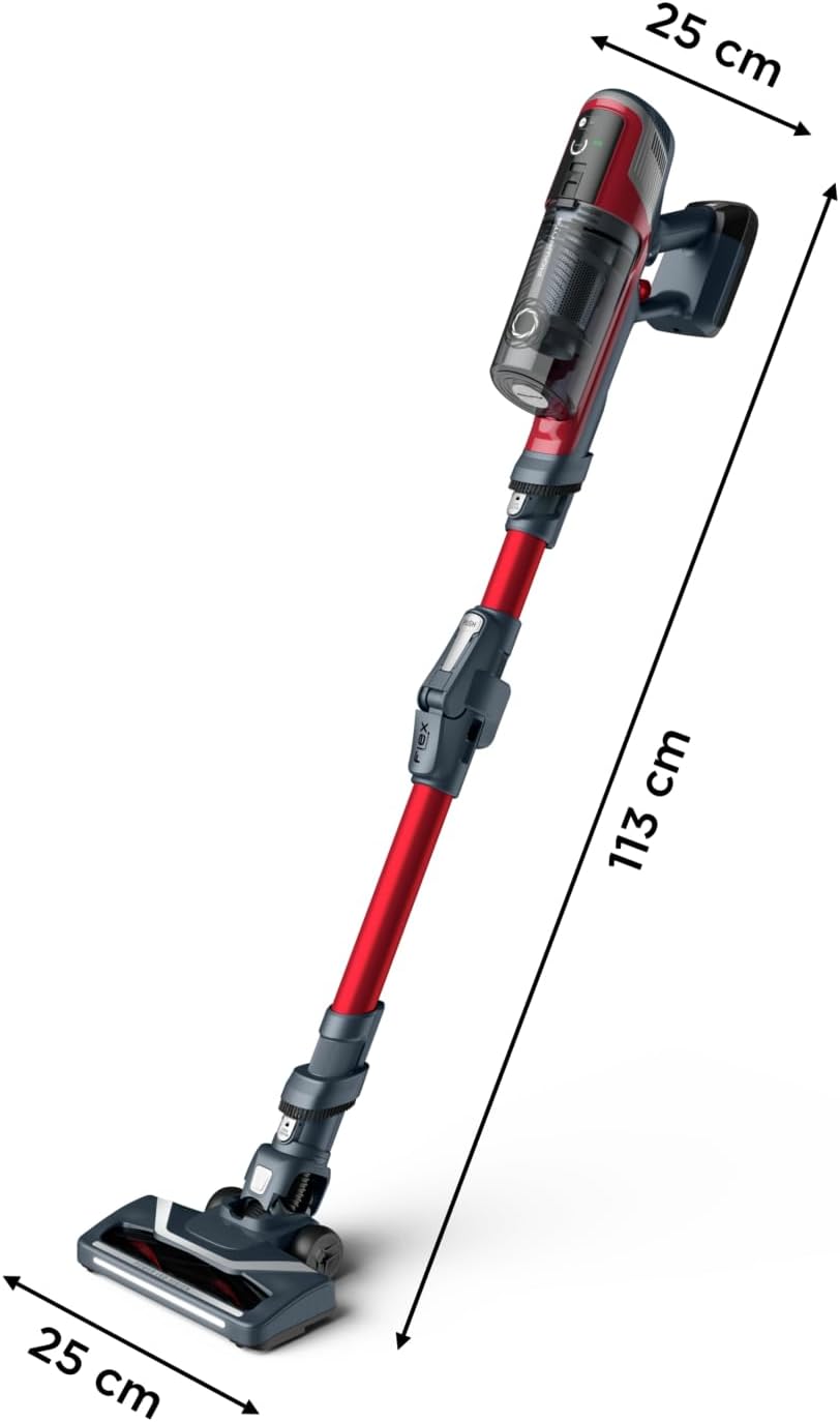 Rowenta X-Pert 6.60 Smart Aspirateur Balai sans fil, Tube Flex, Idéal pour les Poils D'animaux, Léger, Puissance 100W, Autonomie 45min, LED RH6471WO, Noir/Rouge