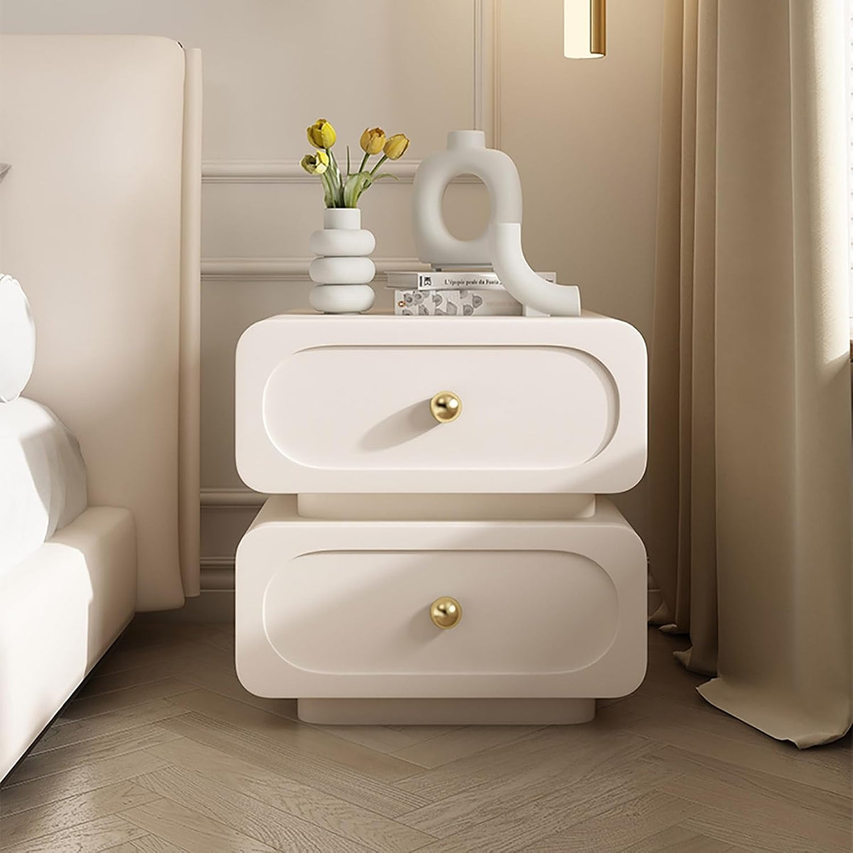 Table de chevet moderne et minimaliste en bois massif pour chambre à coucher, table de chevet blanche avec tiroirs de rangement, commode de chambre à coucher, table de chevet en bois, armoire de