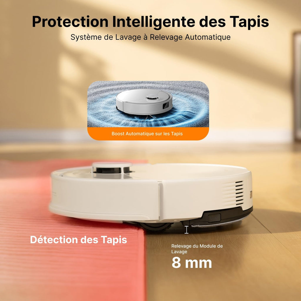 roborock Q10 X5+ Aspirateur Robot avec Station, Aspiration 10000Pa, Autovidante pour 7 semaines, Évitement Intelligent des Obstacles, Brosses Doubles Anti-Enchevêtrement, Blanc