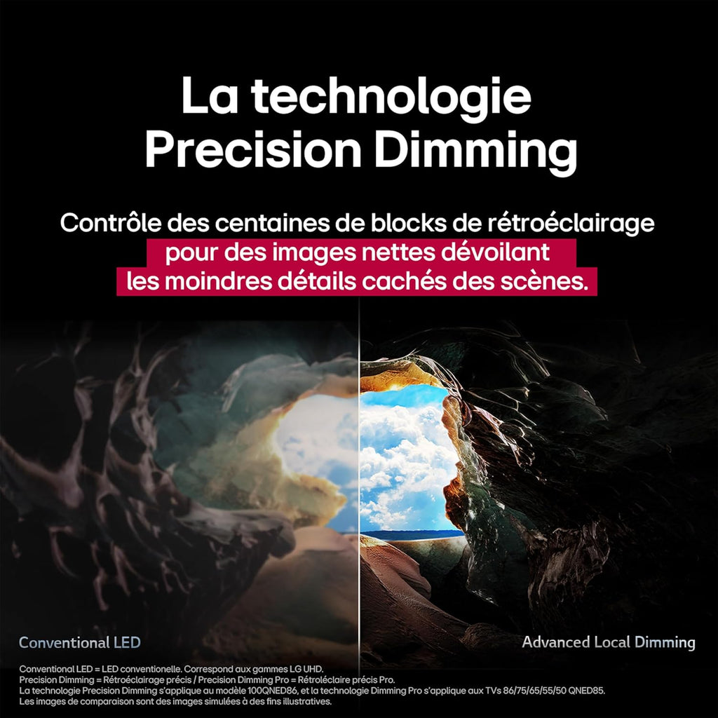 LG TV QNED Evo AI 2025 | 55QNED85A | 55'' (139 cm) | MiniLED 120Hz | Processeur α8 AI 4K Gen2 |Dolby Vision | Alexa