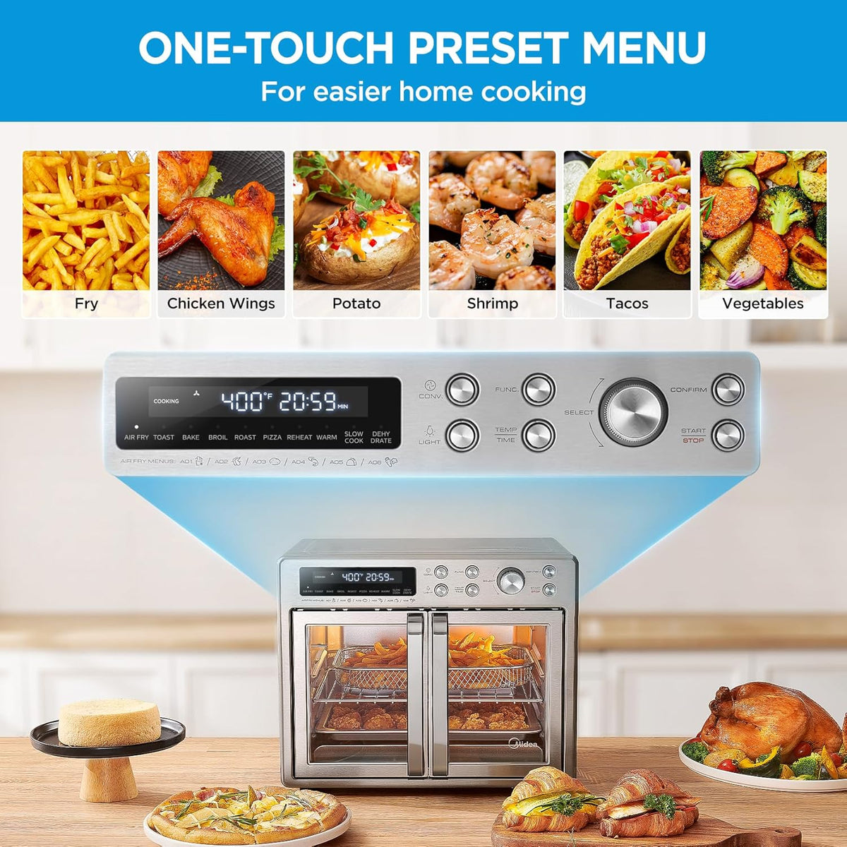 Midea Four grille-pain à porte française 26.4 litres Air fryer