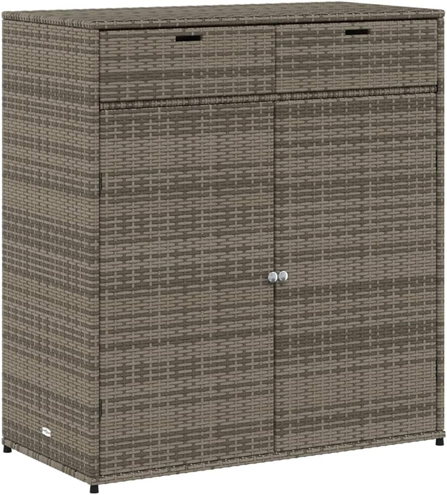Canditree Armoire de Rangement de Jardin avec 2 Tiroirs 2 Portes, Meuble de Rangement Extérieur pour Outils Coussins (Gris)