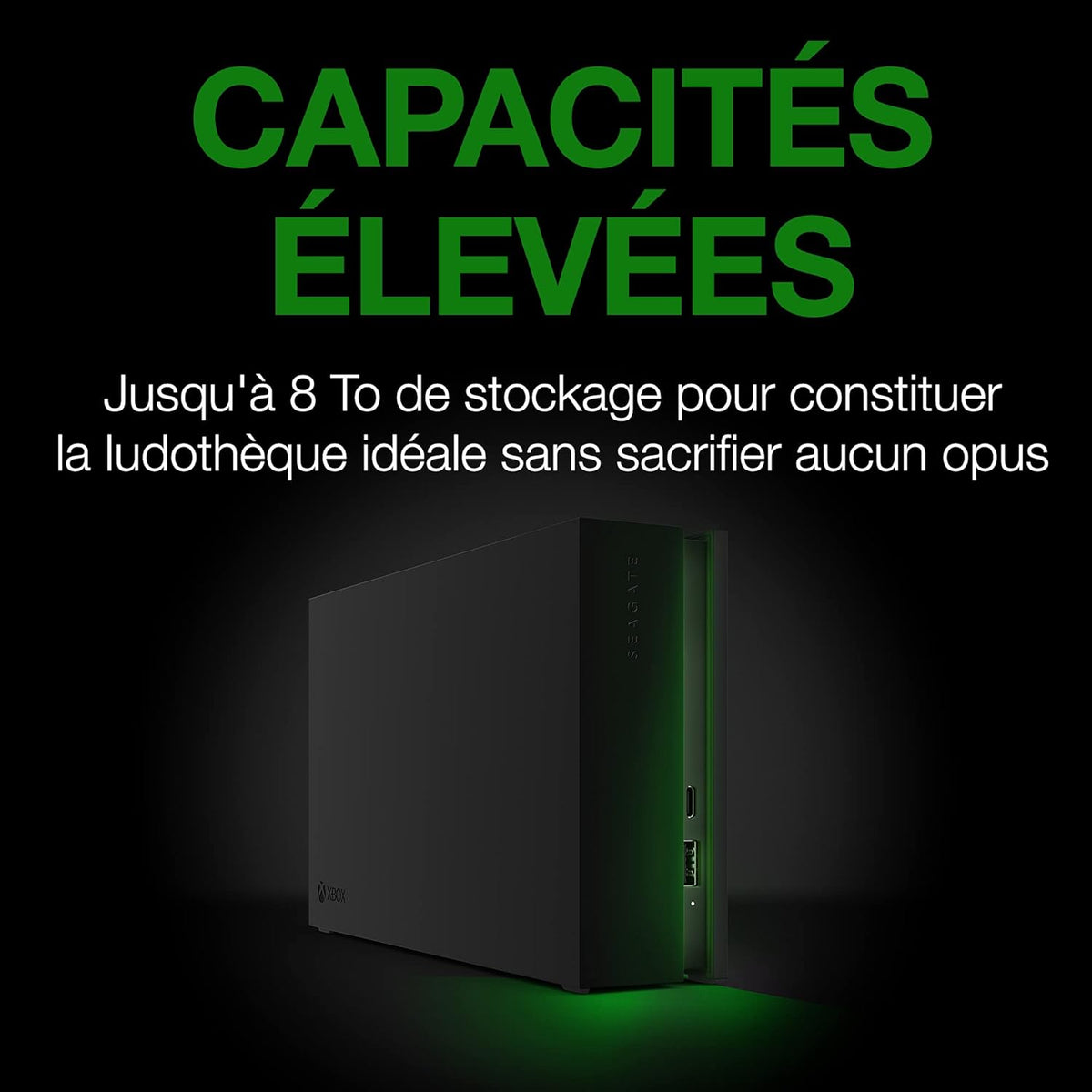 Seagate Game Drive Hub 8To, Disque Dur Externe HDD, USB 3.2, Deux Ports USB-C et USB-A, certifié Xbox, LED RVB, Services Rescue (STKW8000402)