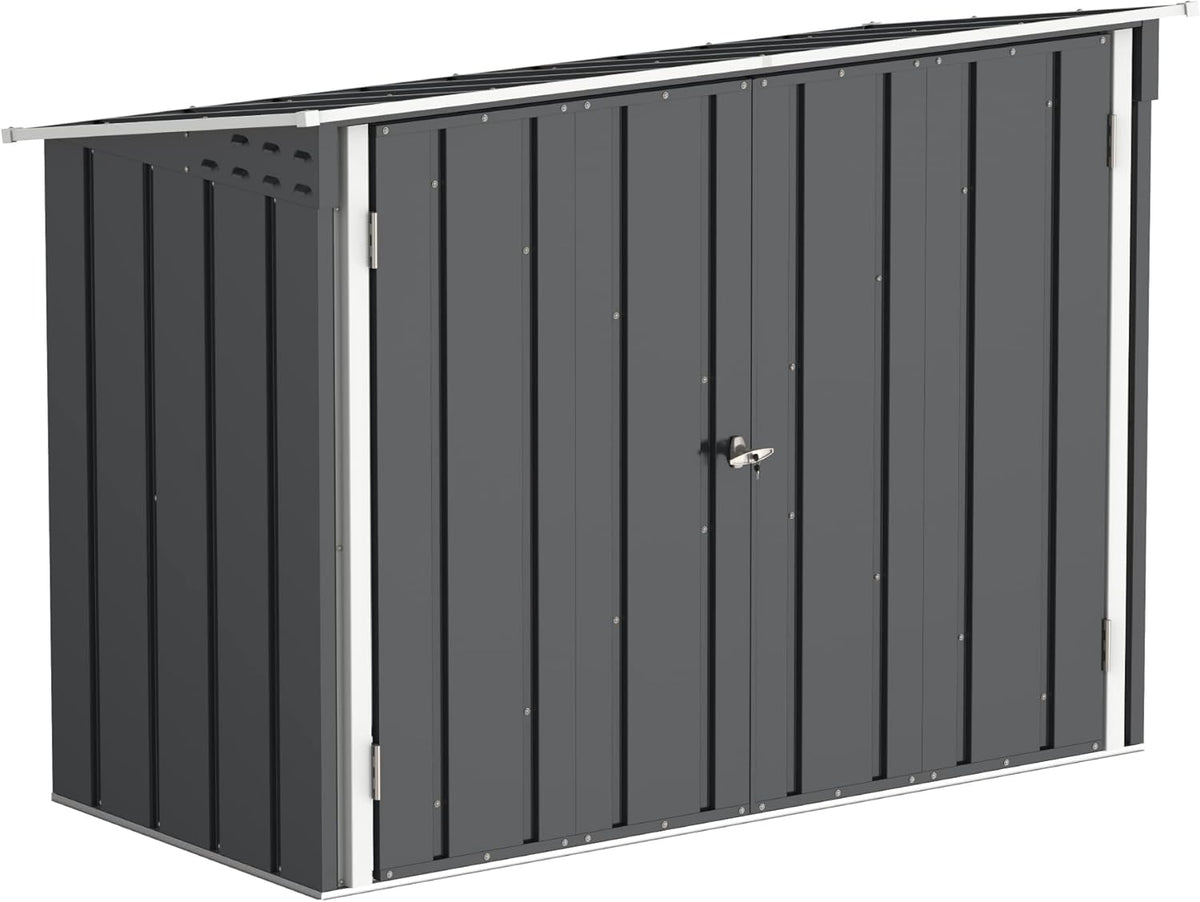 Duramax Abri à vélos pour 2 vélos avec portes doubles verrouillables entièrement larges, abri de stockage en métal, abri de jardin pour vélos, stockage de vélos, 203 x 101 x 146 cm, anthracite