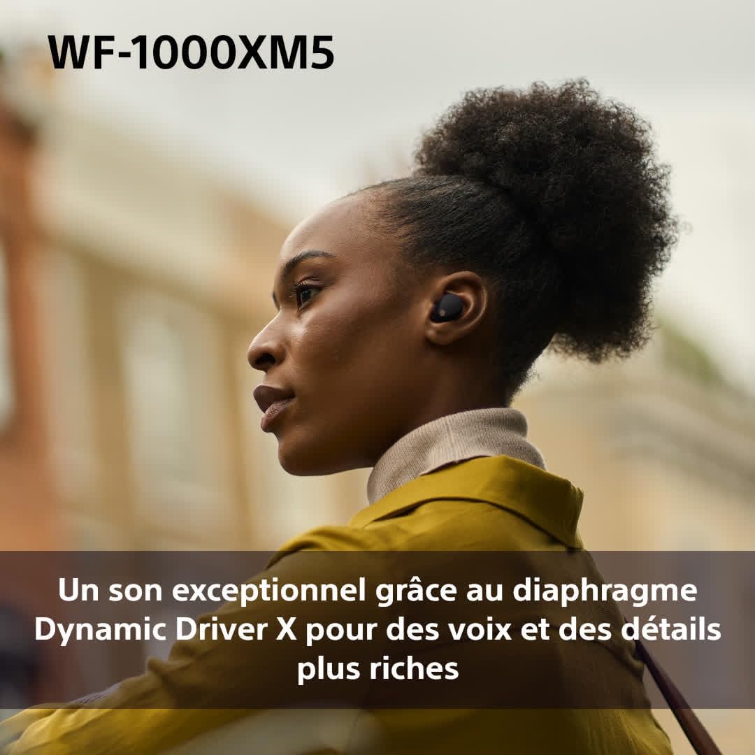 WF-1000XM5 écouteurs sans Fil à réduction de Bruit, Bluetooth, Intra-Auriculaires avec Micro, 36 Heures d'autonomie, Charge Rapide, IPX4, Compatible iOS et Android - Noir