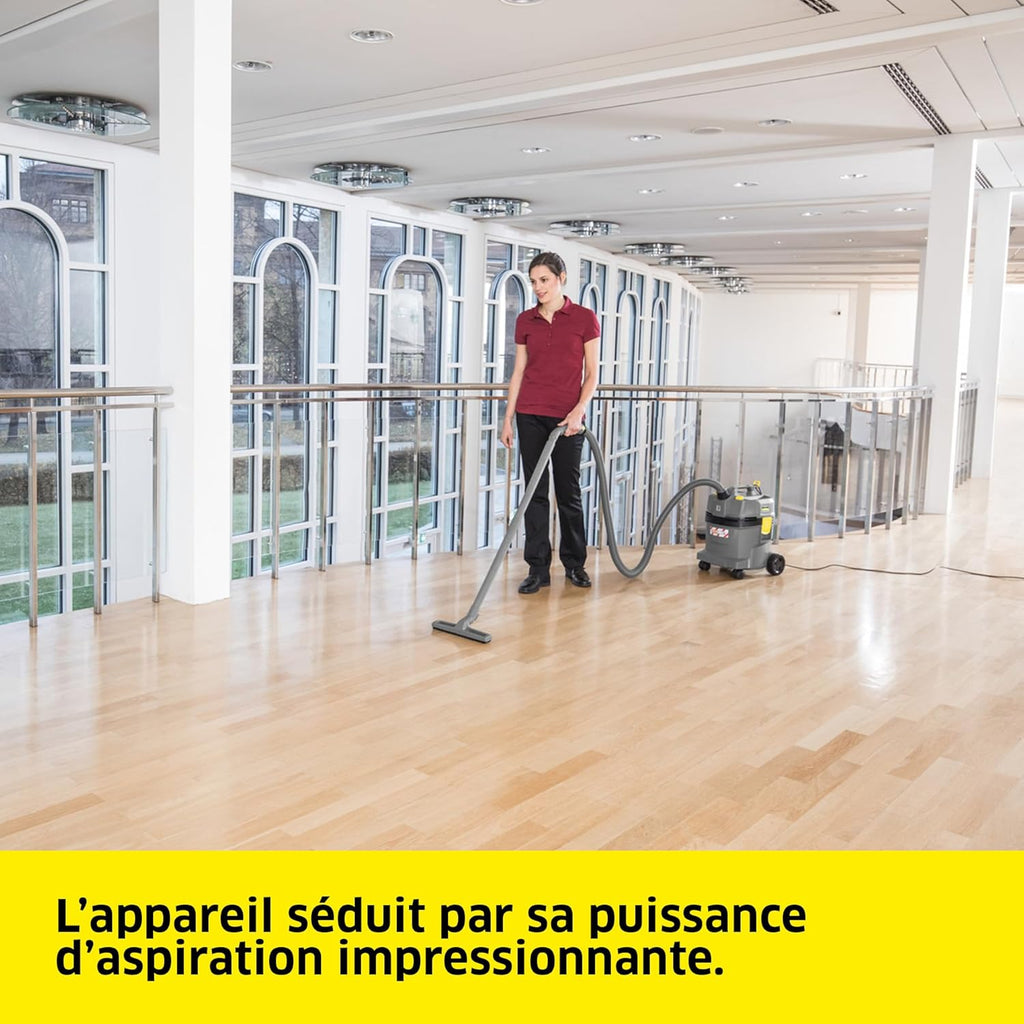 Kärcher Aspirateur Eau et poussières NT 22/1 AP Te L, Max. 1300 W, Filtre Cartridge PES, réservoir : 22 l, coude, suceur pour sols (300 mm), buse de Fentes, Prise pour Outils électroportatifs