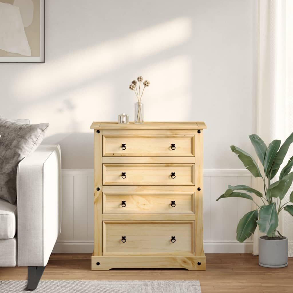vidaXL Commode Corona 92x48x120 cm Bois Massif de pin, Commode à tiroirs, classeur, Armoire à tiroirs, Armoire de Rangement, Buffet
