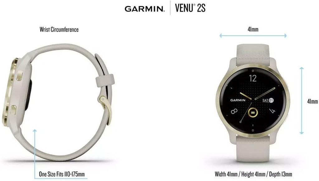 Venu 2S – schlanke GPS-Fitness-Smartwatch mit ultrascharfem 1,1“ AMOLED-Touchdisplay, Gesundheitsfunktionen, über 25 vorinstallierten Sport-Apps, Music Pay
