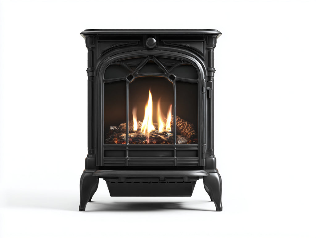 Cheminée à gaz - métal 68x40x88 cm - noir - style classique