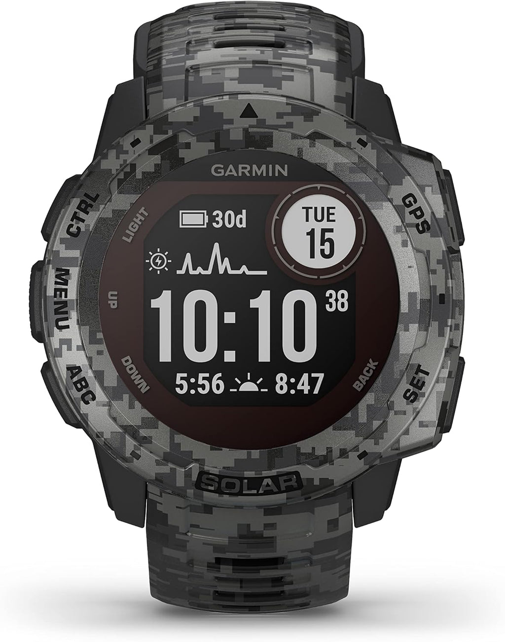 Instinct Solar Camo Edition - Montre GPS de Plein air Robuste avec Chargement à l'énergie Solaire - Noir