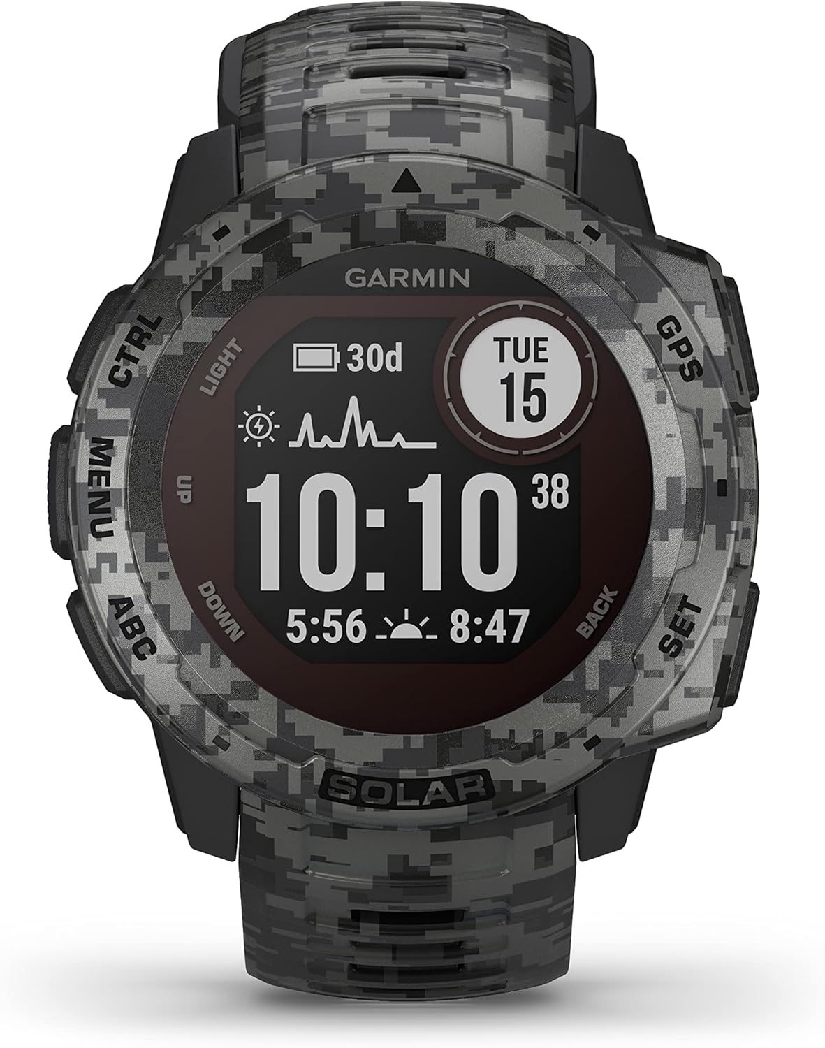 Instinct Solar Camo Edition - Montre GPS de Plein air Robuste avec Chargement à l'énergie Solaire - Noir