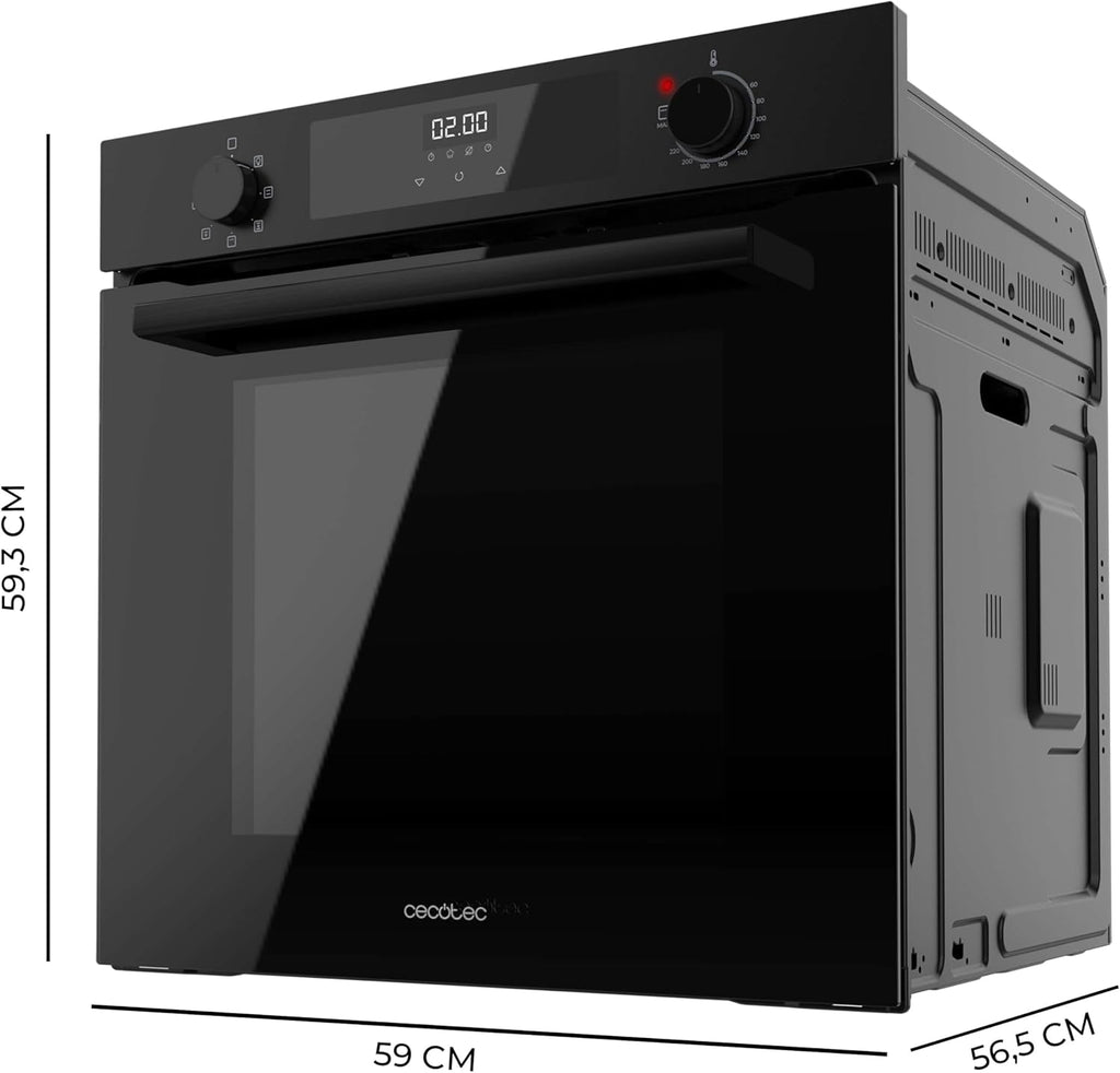 Cecotec Four Multifonction 60cm Bolero Hexa M226000 Glass Black A. 2800W, 72L, 7 Fonctions, Mode Grill, Grill ventilé, Mode Convection, Defrost, Base vapeur X2, Steam EasyClean, Steam Assist