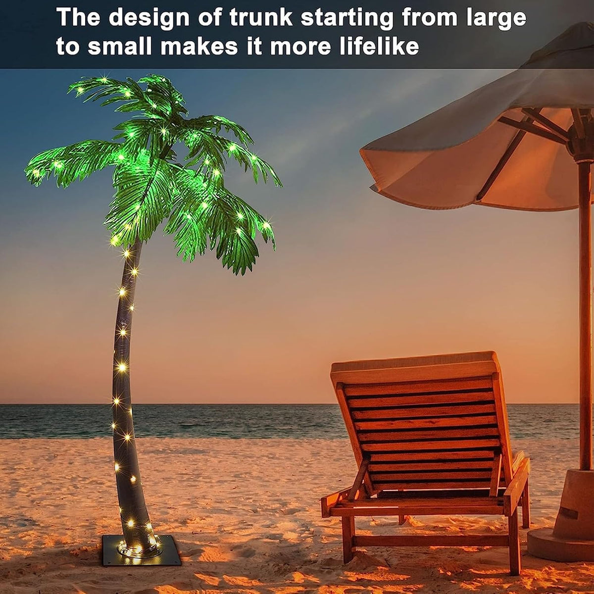 Chiyyak Lampe à Coco à la Maison, 120 Cm D'éclairage de Palmier de Palmier Grand-mère IP65 pour le Patio