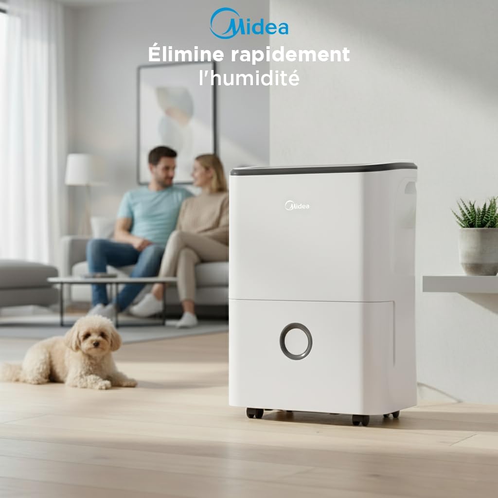 MIDEA Déshumidificateur d air Anti Moisissure 20L - WIFI/APP, Purification electrique, Adsorbeur d'humidité auto, Mode Séchage du Linge & Anti-Condensation - Dehumidifier Idéal pour 50m²