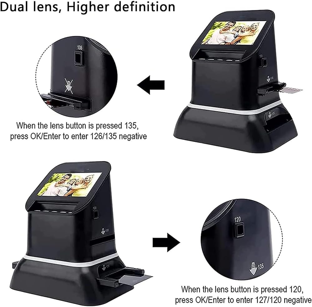 XCSCUK Scanners de Films Portables, scanners de négatifs et de Diapositives, Scanner de Films Haute résolution 120, convertisseur de Film 4,3 Pouces